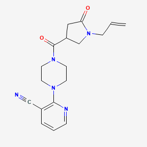 molecular formula C18H21N5O2 B6032267 2-{4-[(1-allyl-5-oxo-3-pyrrolidinyl)carbonyl]-1-piperazinyl}nicotinonitrile trifluoroacetate 