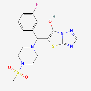 molecular formula C16H18FN5O3S2 B603231 5-{(3-Fluorophenyl)[4-(methylsulfonyl)piperazin-1-yl]methyl}[1,3]thiazolo[3,2-b][1,2,4]triazol-6-ol CAS No. 1676085-48-5