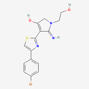 molecular formula C15H14BrN3O2S B603233 4-[4-(4-bromophenyl)-1,3-thiazol-2-yl]-1-(2-hydroxyethyl)-5-imino-2,5-dihydro-1H-pyrrol-3-ol CAS No. 1676085-38-3