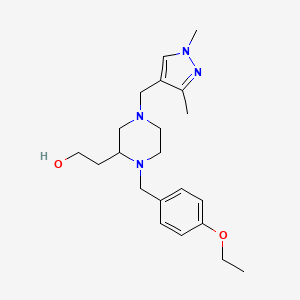 molecular formula C21H32N4O2 B6032335 2-[4-[(1,3-dimethyl-1H-pyrazol-4-yl)methyl]-1-(4-ethoxybenzyl)-2-piperazinyl]ethanol 