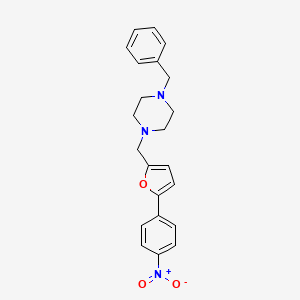 molecular formula C22H23N3O3 B6032345 1-benzyl-4-{[5-(4-nitrophenyl)-2-furyl]methyl}piperazine 