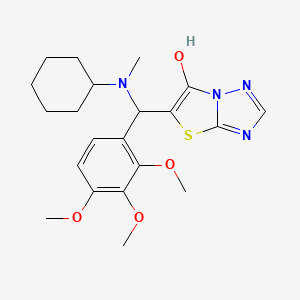 molecular formula C21H28N4O4S B603235 5-[[Cyclohexyl(methyl)amino](2,3,4-trimethoxyphenyl)methyl][1,3]thiazolo[3,2-b][1,2,4]triazol-6-ol CAS No. 1676069-46-7