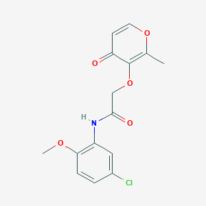 molecular formula C15H14ClNO5 B603250 N-(5-chloro-2-methoxyphenyl)-2-[(2-methyl-4-oxo-4H-pyran-3-yl)oxy]acetamide CAS No. 1676053-19-2