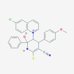 molecular formula C28H22ClN3O2S B6032540 5-(6-chloroquinolinium-1-yl)-3-cyano-6-hydroxy-4-(4-methoxyphenyl)-6-phenyl-1,4,5,6-tetrahydropyridine-2-thiolate 