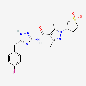 molecular formula C19H21FN6O3S B603255 1-(1,1-dioxidotetrahydrothiophen-3-yl)-N-[3-(4-fluorobenzyl)-1H-1,2,4-triazol-5-yl]-3,5-dimethyl-1H-pyrazole-4-carboxamide CAS No. 1676067-24-5