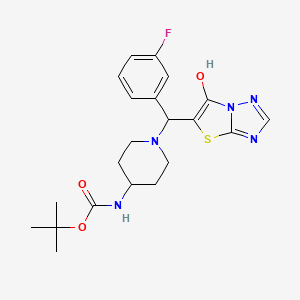 Tert-butyl {1-[(3-fluorophenyl)(6-hydroxy[1,3]thiazolo[3,2-b][1,2,4]triazol-5-yl)methyl]piperidin-4-yl}carbamate
