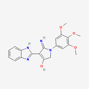 molecular formula C20H20N4O4 B603260 4-(1H-benzimidazol-2-yl)-5-imino-1-(3,4,5-trimethoxyphenyl)-2,5-dihydro-1H-pyrrol-3-ol CAS No. 1676068-23-7