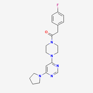 molecular formula C20H24FN5O B6032618 4-{4-[(4-fluorophenyl)acetyl]-1-piperazinyl}-6-(1-pyrrolidinyl)pyrimidine 