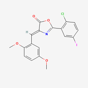 molecular formula C18H13ClINO4 B6032624 2-(2-chloro-5-iodophenyl)-4-(2,5-dimethoxybenzylidene)-1,3-oxazol-5(4H)-one 