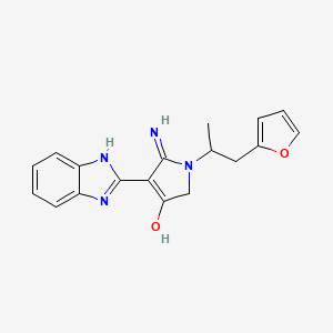 molecular formula C18H18N4O2 B603264 4-(1H-benzimidazol-2-yl)-1-[1-(furan-2-yl)propan-2-yl]-5-imino-2,5-dihydro-1H-pyrrol-3-ol CAS No. 1676072-92-6