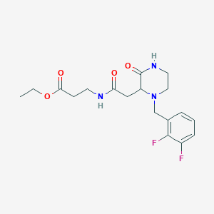 molecular formula C18H23F2N3O4 B6032644 ethyl N-{[1-(2,3-difluorobenzyl)-3-oxo-2-piperazinyl]acetyl}-beta-alaninate 