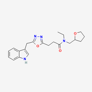 N-ethyl-3-[5-(1H-indol-3-ylmethyl)-1,3,4-oxadiazol-2-yl]-N-(tetrahydro-2-furanylmethyl)propanamide