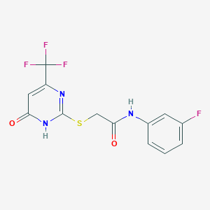 N-(3-fluorophenyl)-2-{[4-hydroxy-6-(trifluoromethyl)-2-pyrimidinyl]thio}acetamide