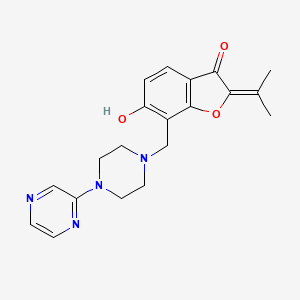 molecular formula C20H22N4O3 B603271 6-hydroxy-2-(propan-2-ylidene)-7-{[4-(pyrazin-2-yl)piperazin-1-yl]methyl}-1-benzofuran-3(2H)-one CAS No. 1676069-77-4