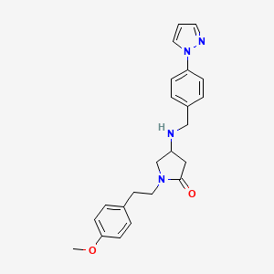 molecular formula C23H26N4O2 B6032710 1-[2-(4-methoxyphenyl)ethyl]-4-{[4-(1H-pyrazol-1-yl)benzyl]amino}-2-pyrrolidinone 