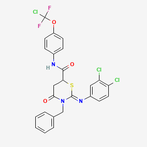 molecular formula C25H18Cl3F2N3O3S B6032743 3-benzyl-N-{4-[chloro(difluoro)methoxy]phenyl}-2-[(3,4-dichlorophenyl)imino]-4-oxo-1,3-thiazinane-6-carboxamide 