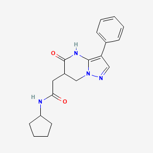 molecular formula C19H22N4O2 B6032750 N-cyclopentyl-2-(5-oxo-3-phenyl-4,5,6,7-tetrahydropyrazolo[1,5-a]pyrimidin-6-yl)acetamide 