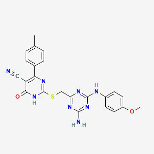 2-[({4-amino-6-[(4-methoxyphenyl)amino]-1,3,5-triazin-2-yl}methyl)thio]-4-hydroxy-6-(4-methylphenyl)-5-pyrimidinecarbonitrile
