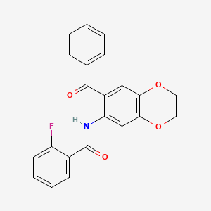 molecular formula C22H16FNO4 B6032774 N-(7-benzoyl-2,3-dihydro-1,4-benzodioxin-6-yl)-2-fluorobenzamide 
