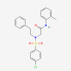 molecular formula C23H23ClN2O3S B6032786 N~2~-[(4-chlorophenyl)sulfonyl]-N~1~-(2-methylphenyl)-N~2~-(2-phenylethyl)glycinamide 