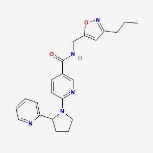 molecular formula C22H25N5O2 B6032794 N-[(3-propyl-5-isoxazolyl)methyl]-6-[2-(2-pyridinyl)-1-pyrrolidinyl]nicotinamide 