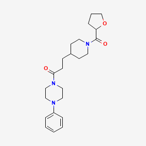 molecular formula C23H33N3O3 B6032802 1-phenyl-4-{3-[1-(tetrahydro-2-furanylcarbonyl)-4-piperidinyl]propanoyl}piperazine 