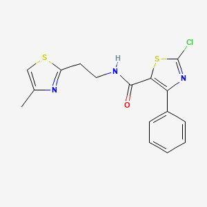 molecular formula C16H14ClN3OS2 B603281 2-chloro-N-[2-(4-methyl-1,3-thiazol-2-yl)ethyl]-4-phenyl-1,3-thiazole-5-carboxamide CAS No. 1676073-04-3