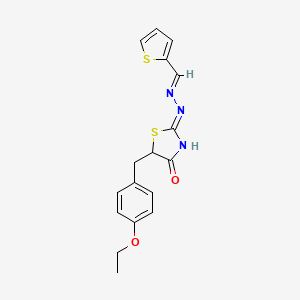 molecular formula C17H17N3O2S2 B6032877 2-thiophenecarbaldehyde [5-(4-ethoxybenzyl)-4-oxo-1,3-thiazolidin-2-ylidene]hydrazone 