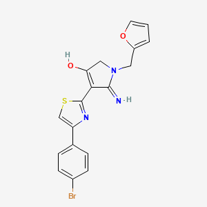 molecular formula C18H14BrN3O2S B603289 4-[4-(4-bromophenyl)-1,3-thiazol-2-yl]-1-(furan-2-ylmethyl)-5-imino-2,5-dihydro-1H-pyrrol-3-ol CAS No. 1676097-88-3