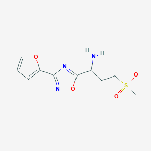 1-(3-(Furan-2-yl)-1,2,4-oxadiazol-5-yl)-3-(methylsulfonyl)propan-1-amine