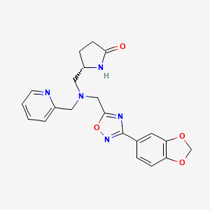 molecular formula C21H21N5O4 B6032968 (5S)-5-{[{[3-(1,3-benzodioxol-5-yl)-1,2,4-oxadiazol-5-yl]methyl}(2-pyridinylmethyl)amino]methyl}-2-pyrrolidinone 