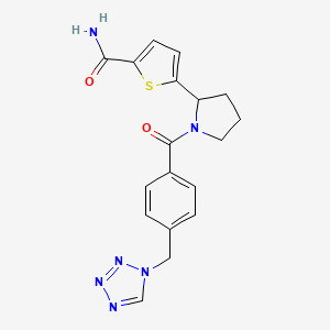 molecular formula C18H18N6O2S B6032986 5-{1-[4-(1H-tetrazol-1-ylmethyl)benzoyl]-2-pyrrolidinyl}-2-thiophenecarboxamide 