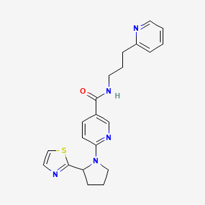 molecular formula C21H23N5OS B6032996 N-[3-(2-pyridinyl)propyl]-6-[2-(1,3-thiazol-2-yl)-1-pyrrolidinyl]nicotinamide 