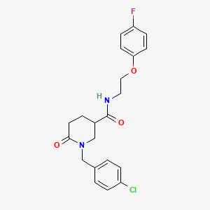 molecular formula C21H22ClFN2O3 B6032998 1-(4-chlorobenzyl)-N-[2-(4-fluorophenoxy)ethyl]-6-oxo-3-piperidinecarboxamide 