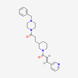 molecular formula C27H34N4O2 B6033018 1-benzyl-4-(3-{1-[(2E)-3-(3-pyridinyl)-2-propenoyl]-3-piperidinyl}propanoyl)piperazine 