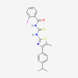 molecular formula C21H20IN3OS2 B6033031 2-iodo-N-({[4-(4-isopropylphenyl)-5-methyl-1,3-thiazol-2-yl]amino}carbonothioyl)benzamide 