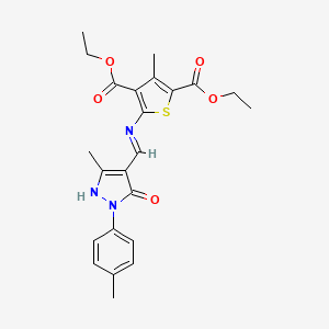 diethyl 3-methyl-5-({[3-methyl-1-(4-methylphenyl)-5-oxo-1,5-dihydro-4H-pyrazol-4-ylidene]methyl}amino)-2,4-thiophenedicarboxylate