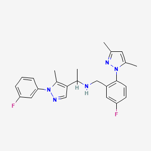 molecular formula C24H25F2N5 B6033138 N-[2-(3,5-dimethyl-1H-pyrazol-1-yl)-5-fluorobenzyl]-1-[1-(3-fluorophenyl)-5-methyl-1H-pyrazol-4-yl]ethanamine 