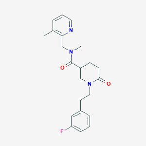 molecular formula C22H26FN3O2 B6033141 1-[2-(3-fluorophenyl)ethyl]-N-methyl-N-[(3-methyl-2-pyridinyl)methyl]-6-oxo-3-piperidinecarboxamide 
