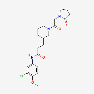 molecular formula C21H28ClN3O4 B6033145 N-(3-chloro-4-methoxyphenyl)-3-{1-[(2-oxo-1-pyrrolidinyl)acetyl]-3-piperidinyl}propanamide 