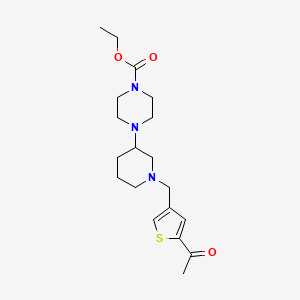 molecular formula C19H29N3O3S B6033175 ethyl 4-{1-[(5-acetyl-3-thienyl)methyl]-3-piperidinyl}-1-piperazinecarboxylate 