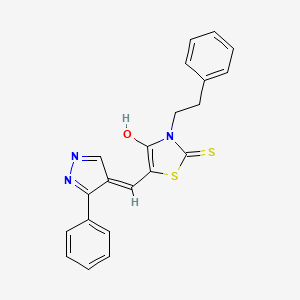 molecular formula C21H17N3OS2 B6033176 3-(2-phenylethyl)-5-[(3-phenyl-1H-pyrazol-4-yl)methylene]-2-thioxo-1,3-thiazolidin-4-one 