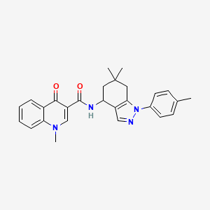 molecular formula C27H28N4O2 B6033177 N-[6,6-dimethyl-1-(4-methylphenyl)-4,5,6,7-tetrahydro-1H-indazol-4-yl]-1-methyl-4-oxo-1,4-dihydro-3-quinolinecarboxamide 