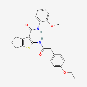 molecular formula C25H26N2O4S B6033196 2-{[(4-ethoxyphenyl)acetyl]amino}-N-(2-methoxyphenyl)-5,6-dihydro-4H-cyclopenta[b]thiophene-3-carboxamide 