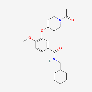 molecular formula C22H32N2O4 B6033230 3-[(1-acetyl-4-piperidinyl)oxy]-N-(cyclohexylmethyl)-4-methoxybenzamide 