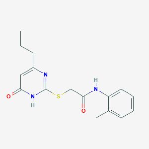 molecular formula C16H19N3O2S B6033310 2-[(4-hydroxy-6-propyl-2-pyrimidinyl)thio]-N-(2-methylphenyl)acetamide 