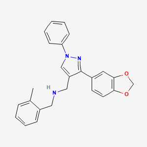 molecular formula C25H23N3O2 B6033311 1-[3-(1,3-benzodioxol-5-yl)-1-phenyl-1H-pyrazol-4-yl]-N-(2-methylbenzyl)methanamine 