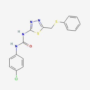 molecular formula C16H13ClN4OS2 B6033317 N-(4-chlorophenyl)-N'-{5-[(phenylthio)methyl]-1,3,4-thiadiazol-2-yl}urea 