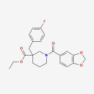 molecular formula C23H24FNO5 B6033329 ethyl 1-(1,3-benzodioxol-5-ylcarbonyl)-3-(4-fluorobenzyl)-3-piperidinecarboxylate 