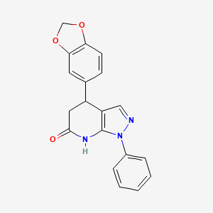 molecular formula C19H15N3O3 B6033348 4-(1,3-benzodioxol-5-yl)-1-phenyl-1,4,5,7-tetrahydro-6H-pyrazolo[3,4-b]pyridin-6-one 